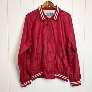 Vintage Hack Sport International Red Windbreaker Bomber Jacket. Size XL.